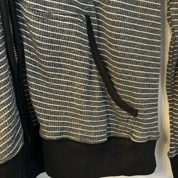 Fresh Produce Ribbed Striped Full Zip Hoodie - dark gray and silver XL - Picture 2 of 8